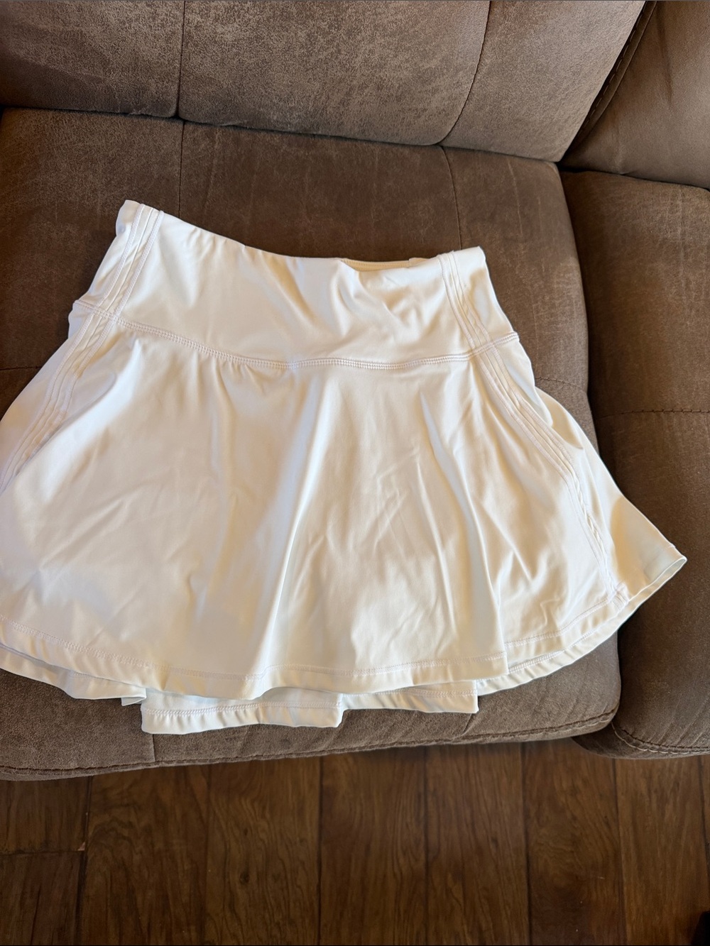 Women's White Flared Active Skirt with Built-In Shorts